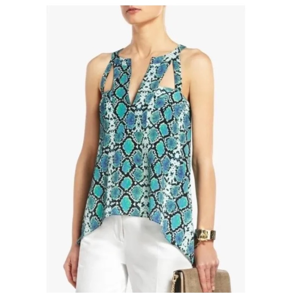 BCBGMaxazria snakeskin cutout top. Never worn. 89 retail